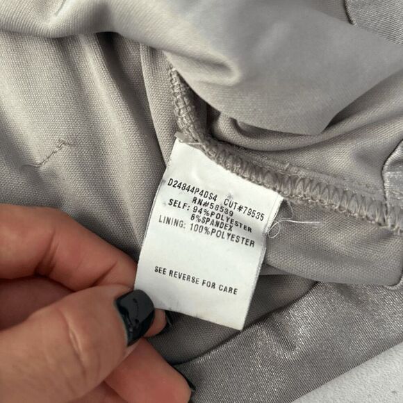 Studio Y Strapless Bodycon Silver Metallic Ruched Layered Mini Dress Party M - Picture 4 of 7